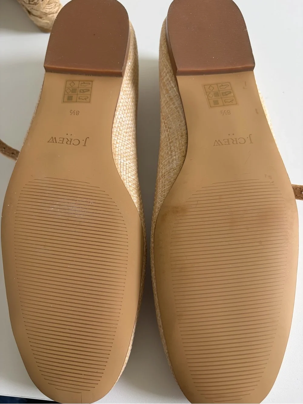 J. Crew Beige Straw Mary Jane Flats with Gold Buckle 8.5 - Picture 4 of 4